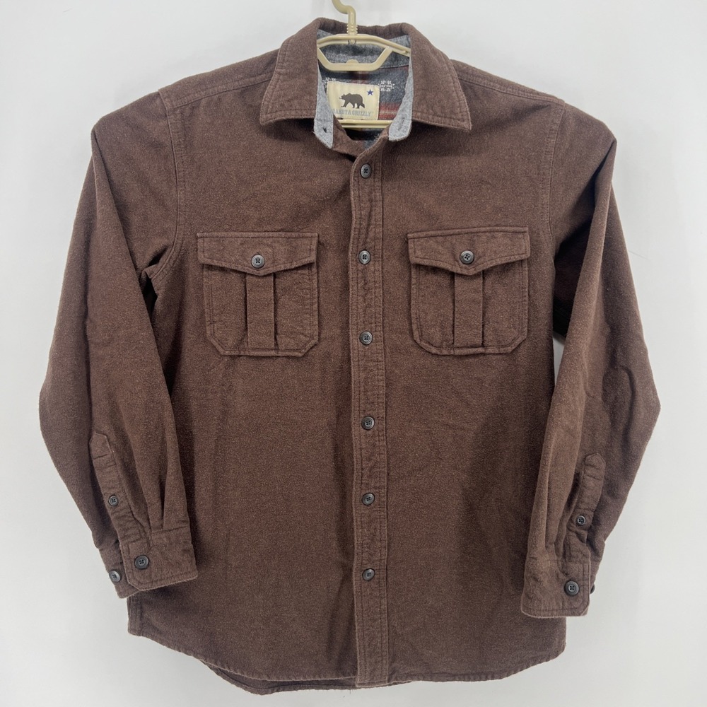 Dakota Grizzly Men's Long Sleeve Heavy Flannel Shirt Size Medium Brown